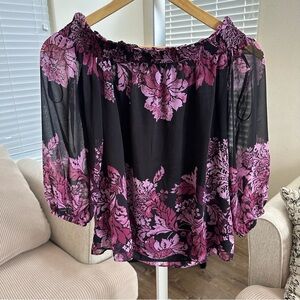 Floral Black and Pink Women's Top
